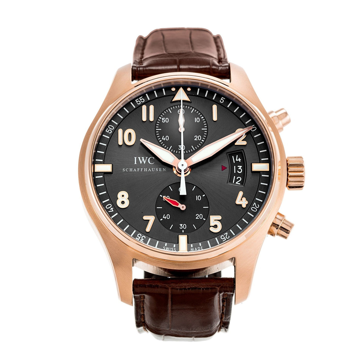 IWC Men&#39;s IW387803 Pilot Spitfire Chronograph Brown Leather Watch