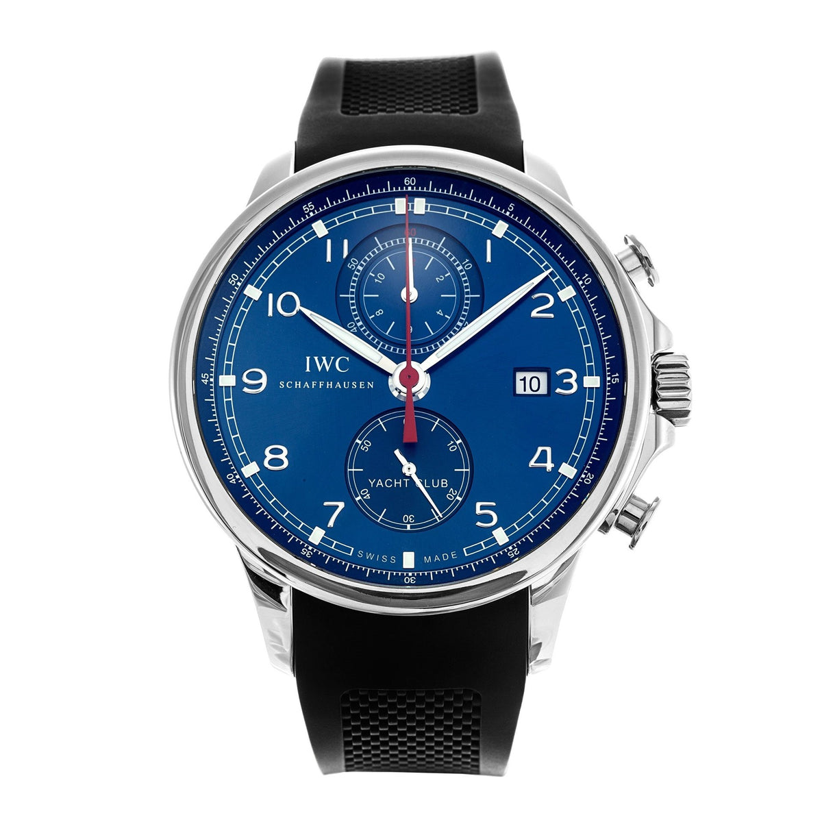 IWC Men's IW390213 Portuguese Chronograph Black Rubber Watch