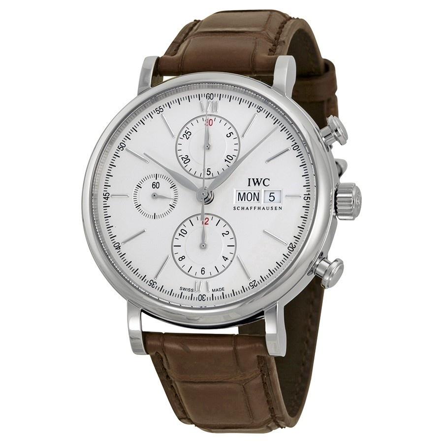IWC Men&#39;s IW391007 Portofino Chronograph Automatic Brown Leather Watch