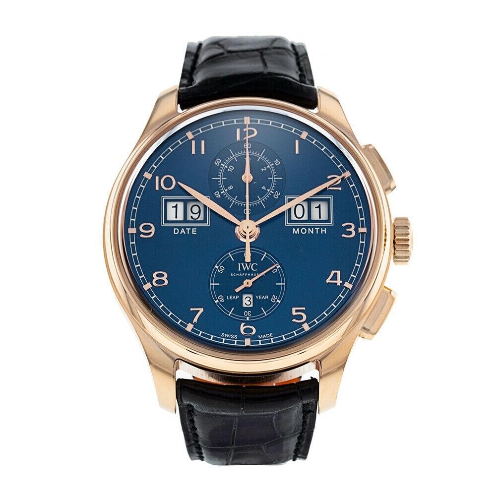 IWC Men's IW397204 Portugieser Perpetual Calendar Chronograph Black Leather Watch