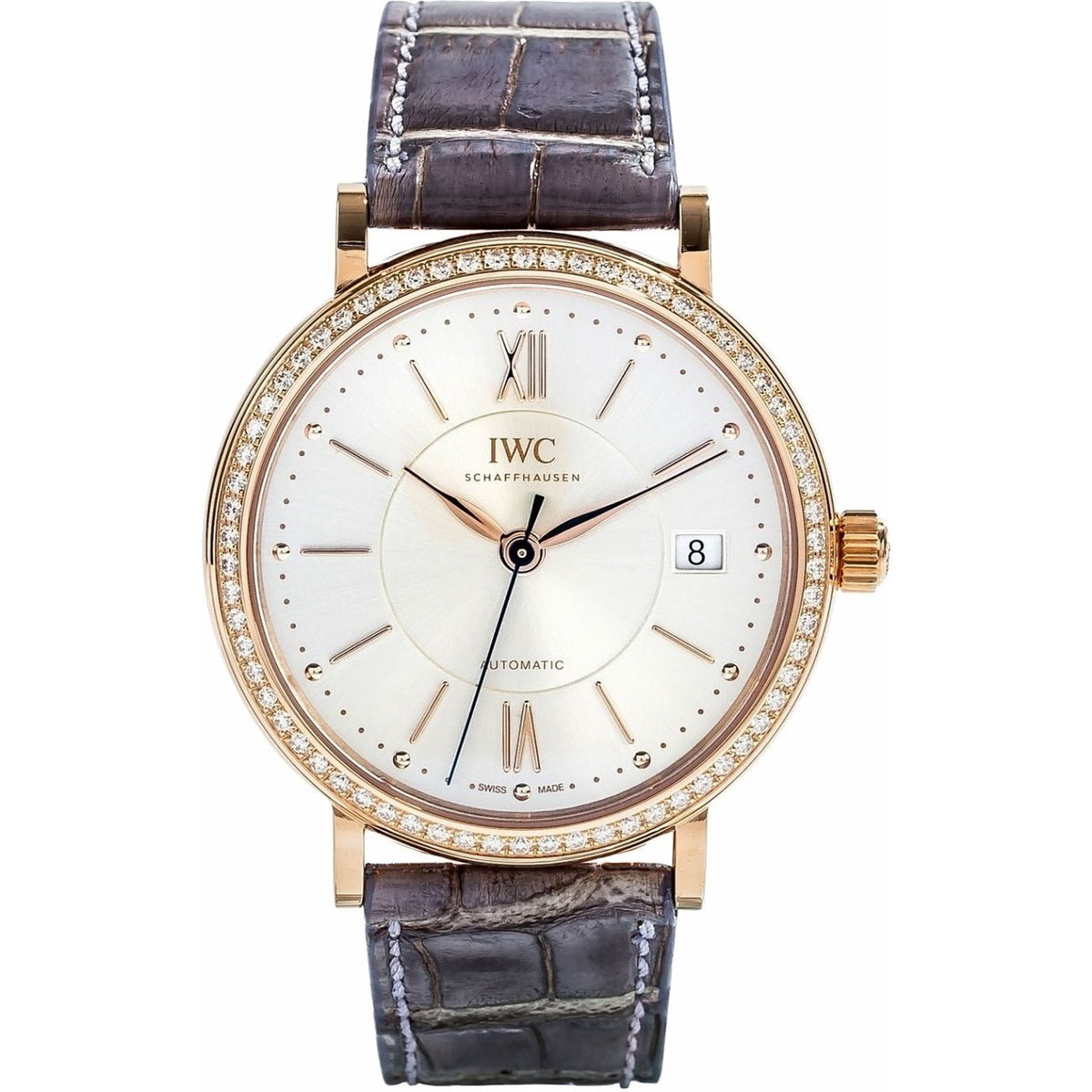 IWC Women's IW458107 Portofino Diamond Grey Leather Watch