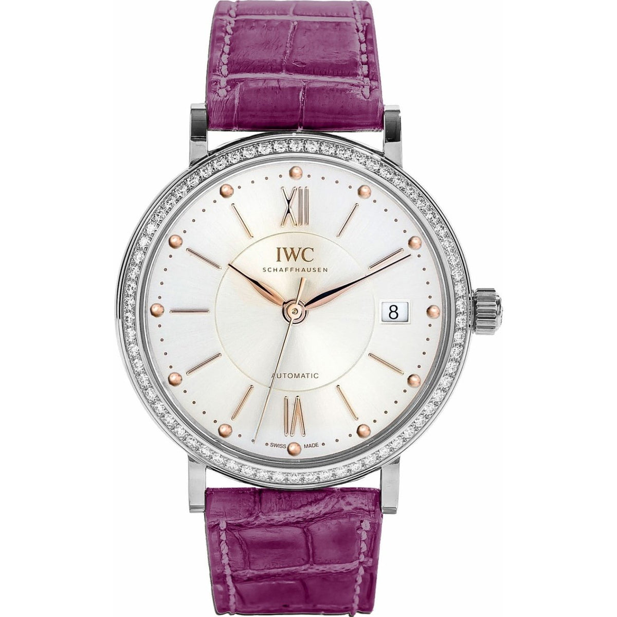 IWC Unisex IW458112 Portofino Diamond Pink Leather Watch