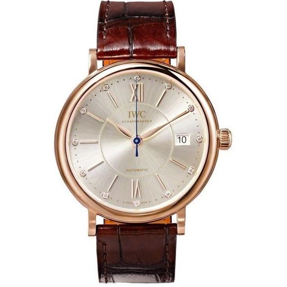 IWC Unisex IW458116 Portofino Diamond Brown Leather Watch