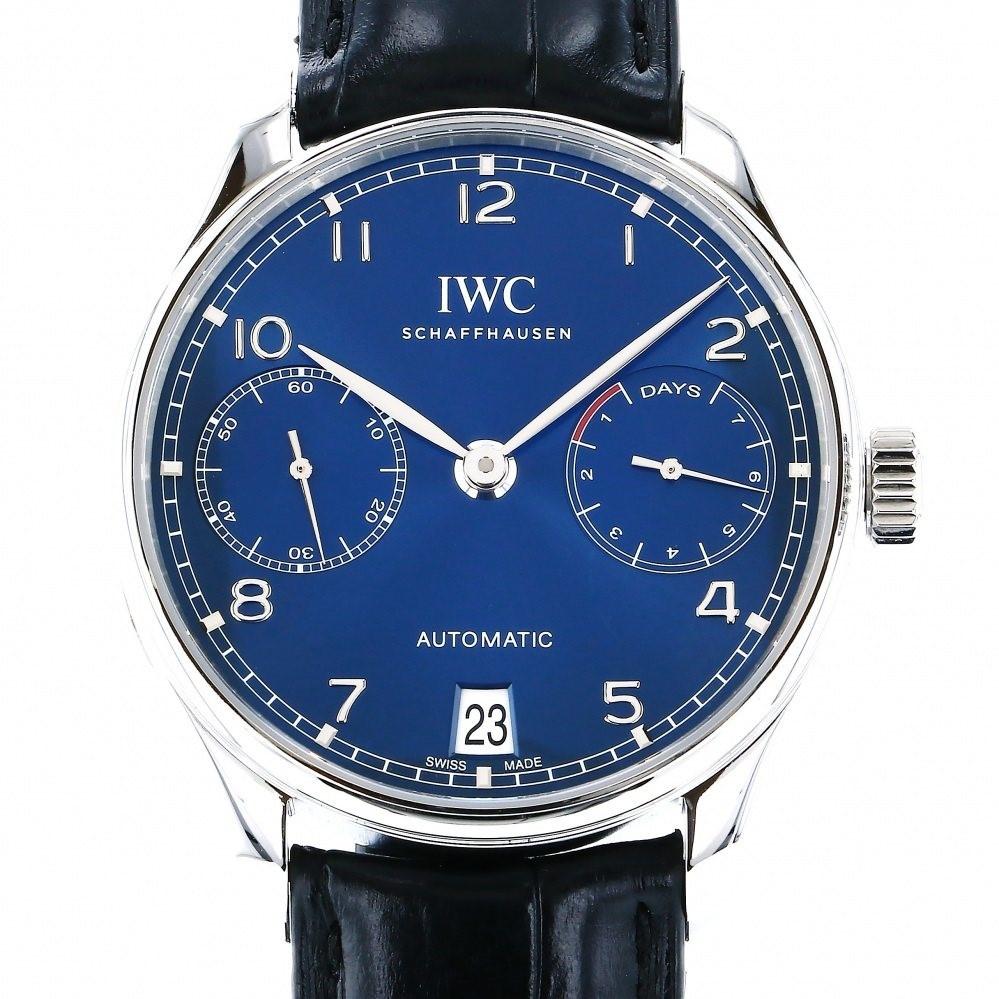 IWC Men's IW500710 Portugieser Black Leather Watch