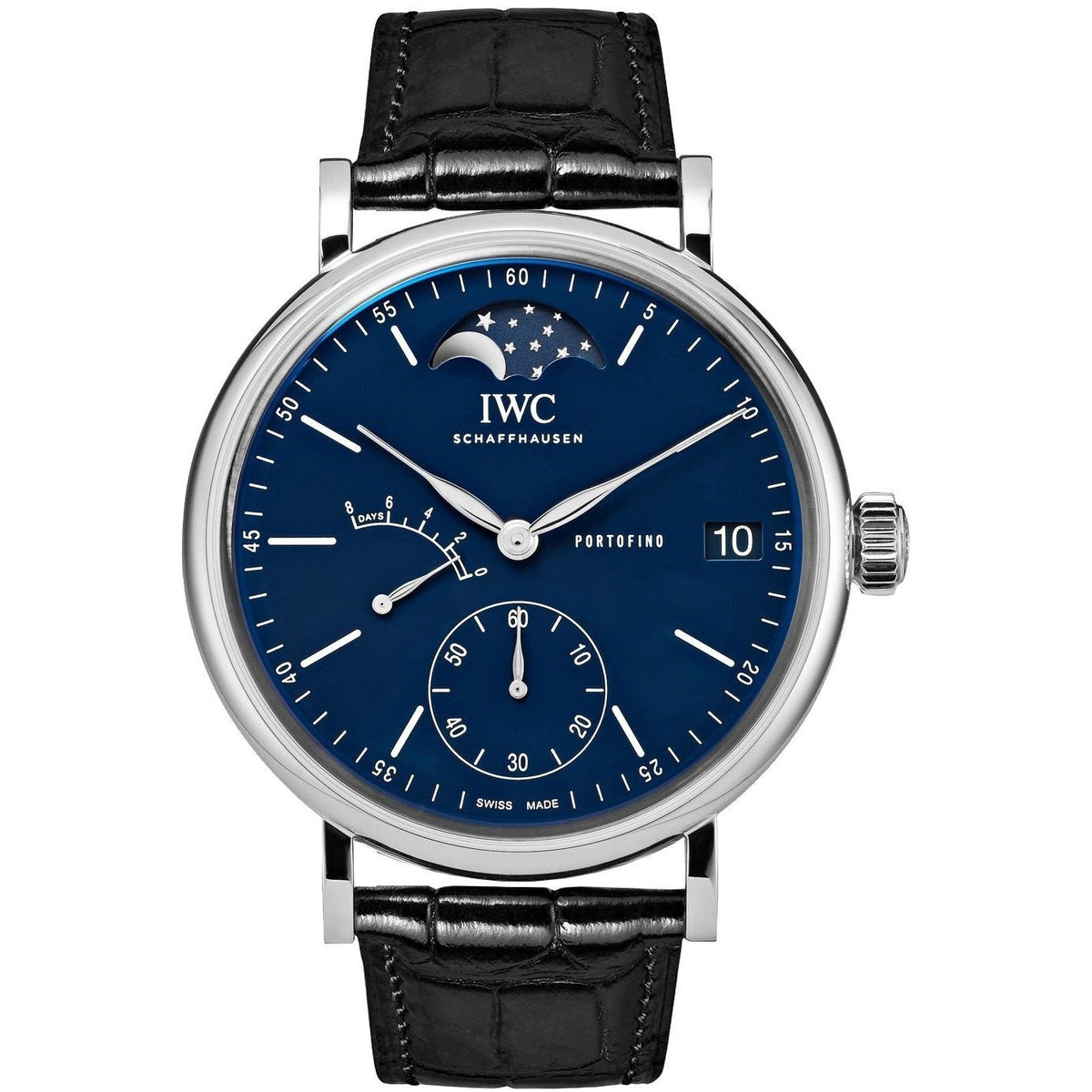 IWC Men&#39;s IW516405 Portofino Black Leather Watch