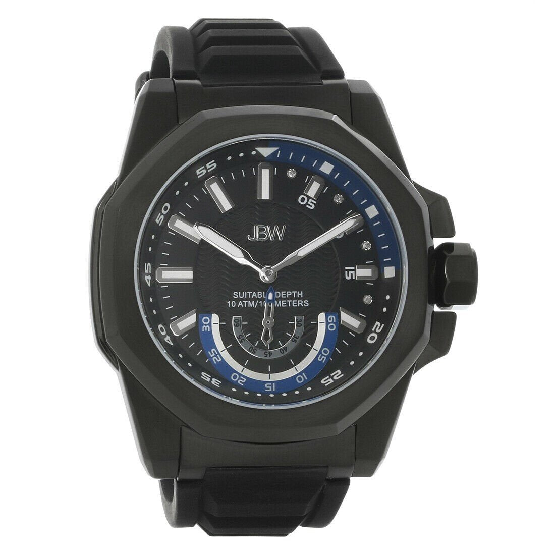 JBW Men&#39;s J6359A Delmare Black Silicone Watch