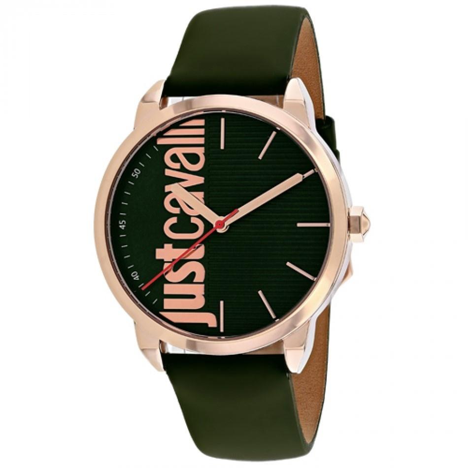 Just Cavalli Men&#39;s JC1G079L0025 Forte Black Leather Watch