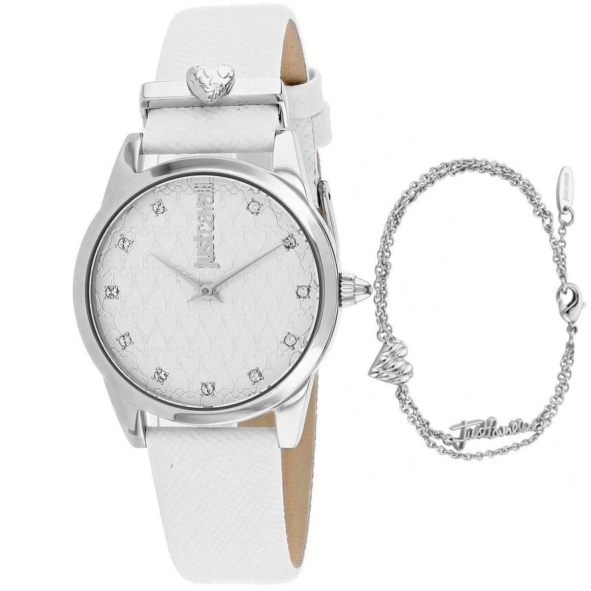 Just Cavalli Women&#39;s JC1L010L0515 Vale White Leather Watch