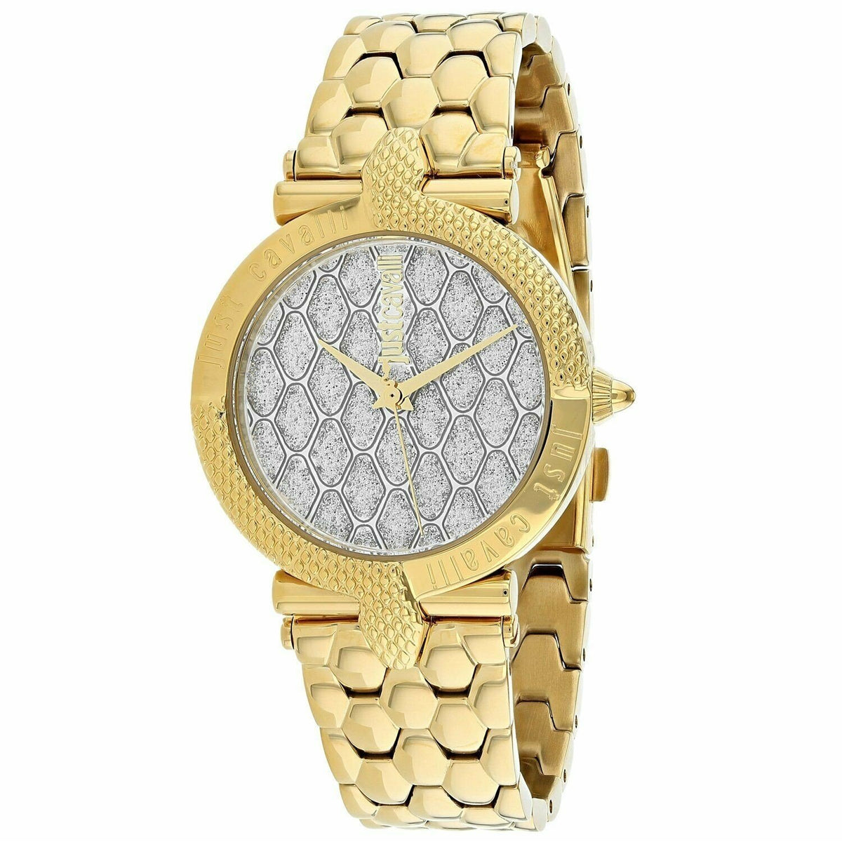 Just Cavalli Women&#39;s JC1L047M0105 Carattere Gold-Tone Stainless Steel Watch