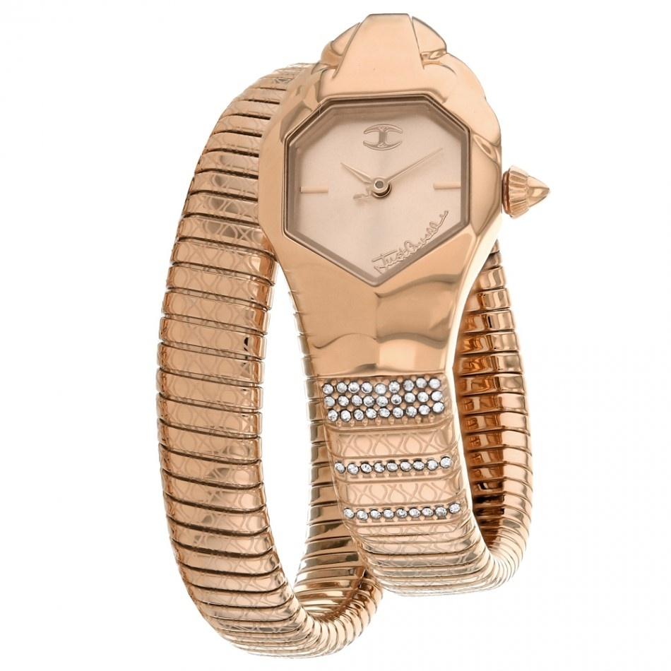 Just Cavalli Women&#39;s JC1L113M0035 Glam Snake Rose Gold-Tone Stainless Steel Watch