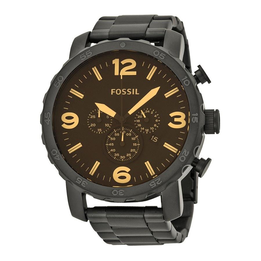 Fossil Men's JR1356 Nate Chronograph Black Stainless Steel Watch