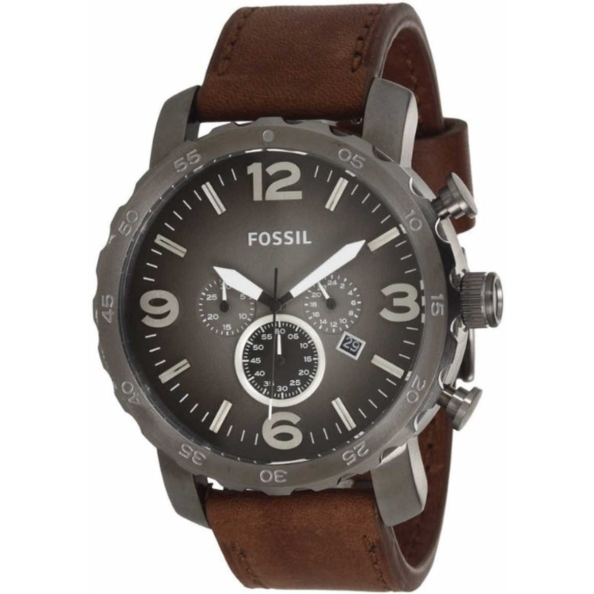 Fossil Men's JR1424 Nate Chronograph Brown Leather Watch
