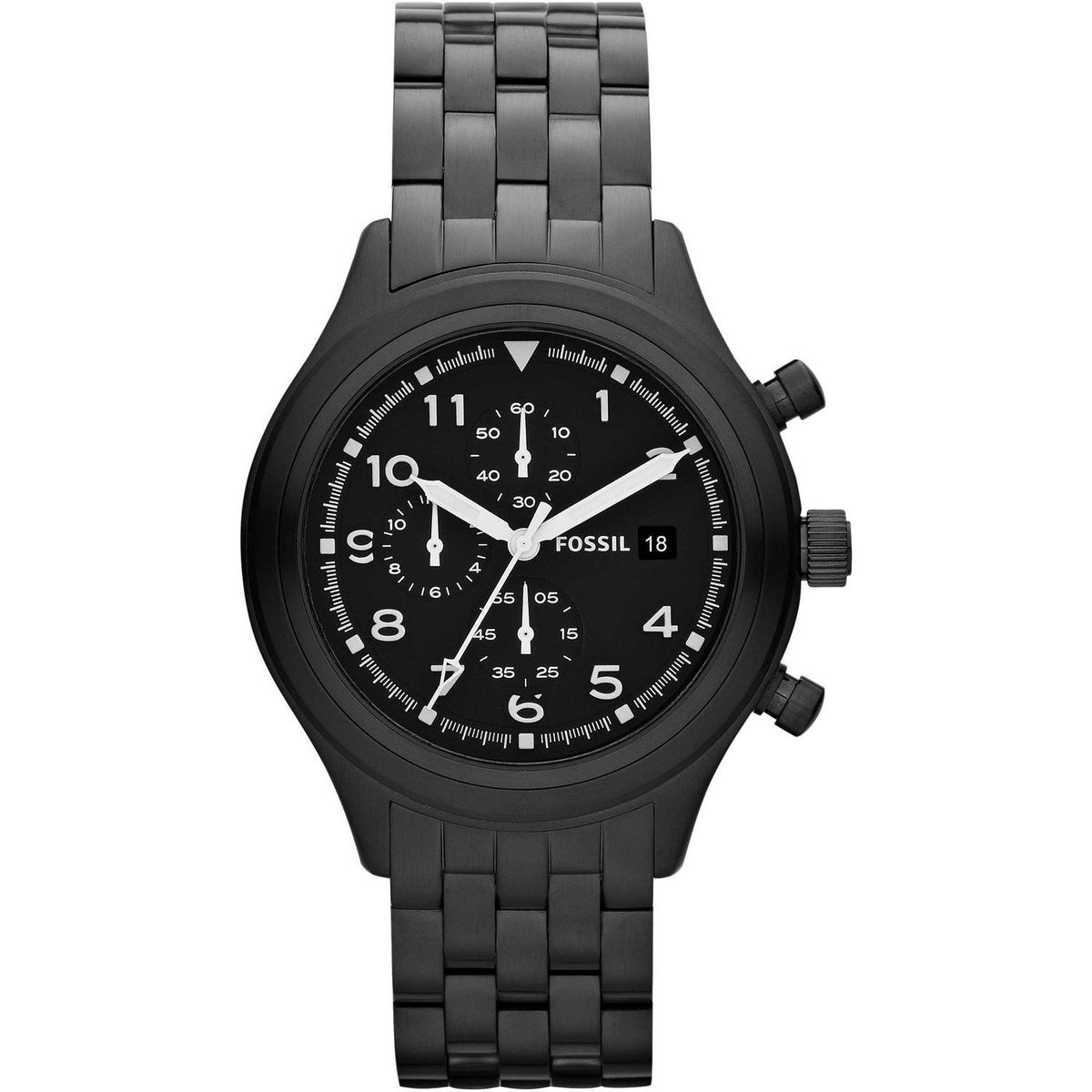 Fossil Men's JR1439 Compass Chronograph Black Stainless Steel Watch