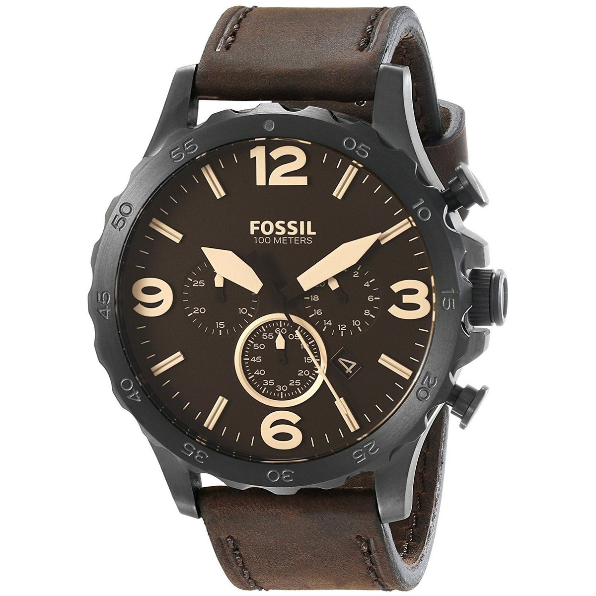 Fossil Men's JR1487 Nate Chronograph Brown Leather Watch