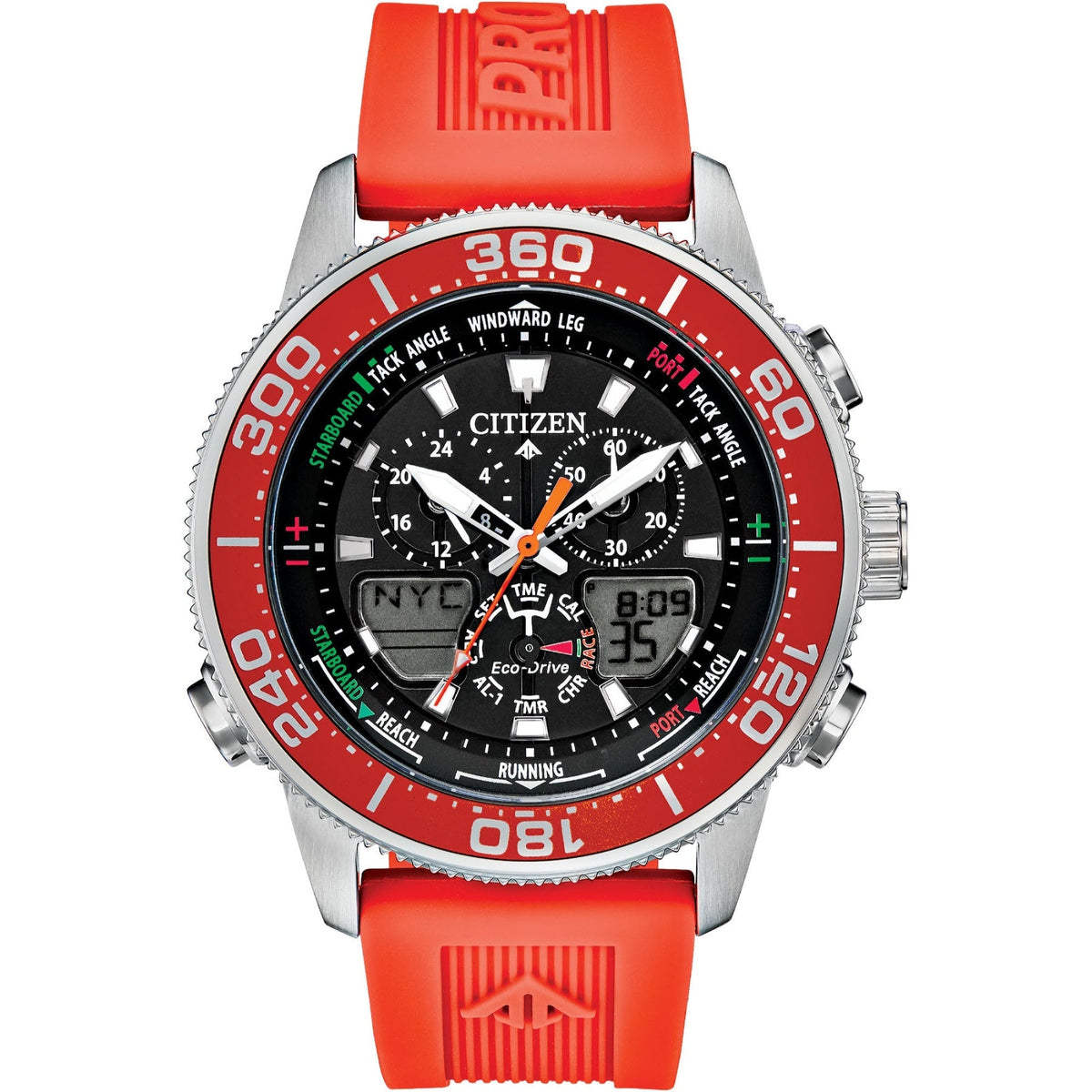Citizen Men's JR4061-00F Promaster Sailhawk Chronograph Orange Rubber Watch