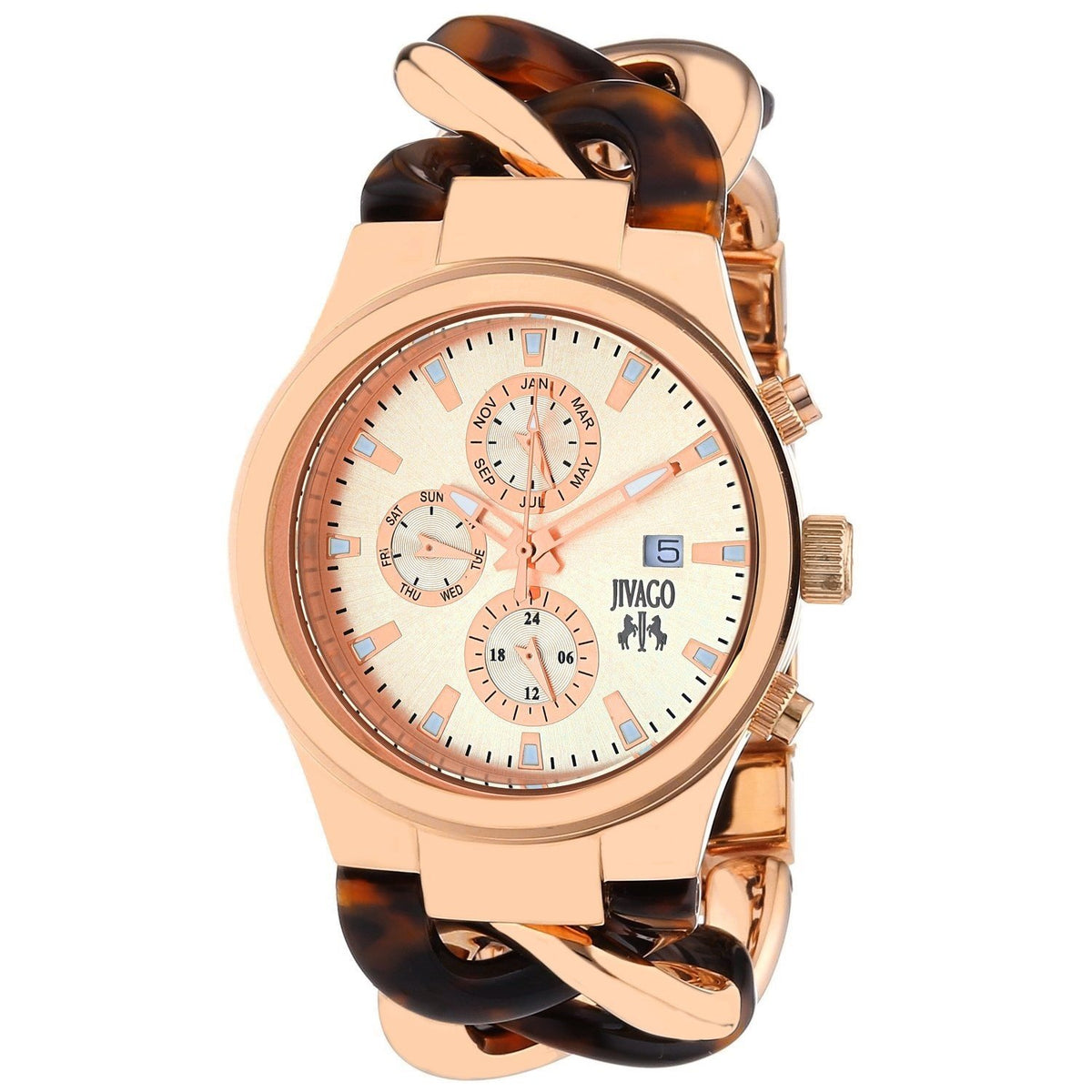 Jivago Women's JV1229 Lev Two-Tone Stainless Steel with Tortoise Accent Watch