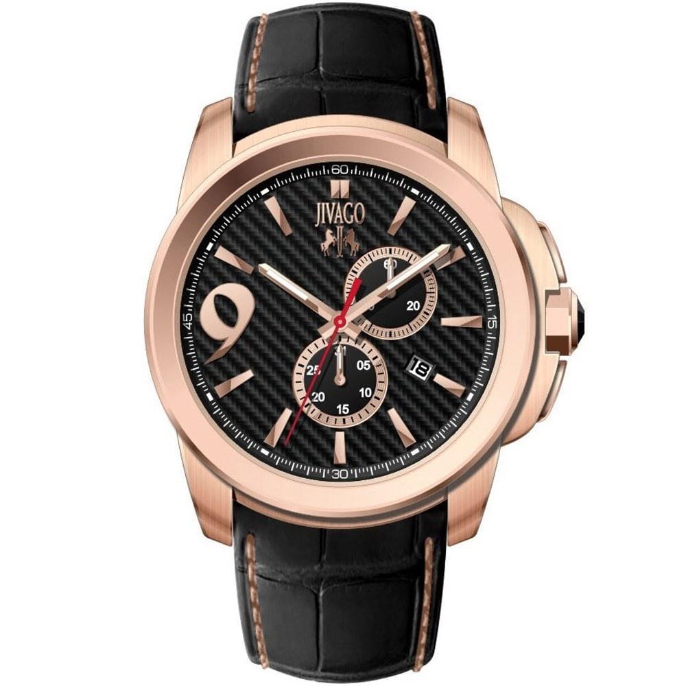 Jivago Men&#39;s JV1510 Gliese Black Leather Watch