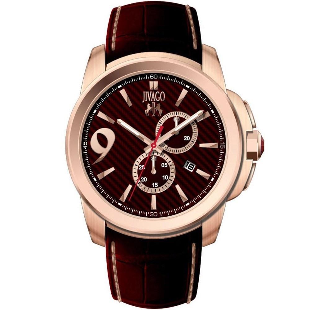 Jivago Men&#39;s JV1511 Gliese Maroon Leather Watch
