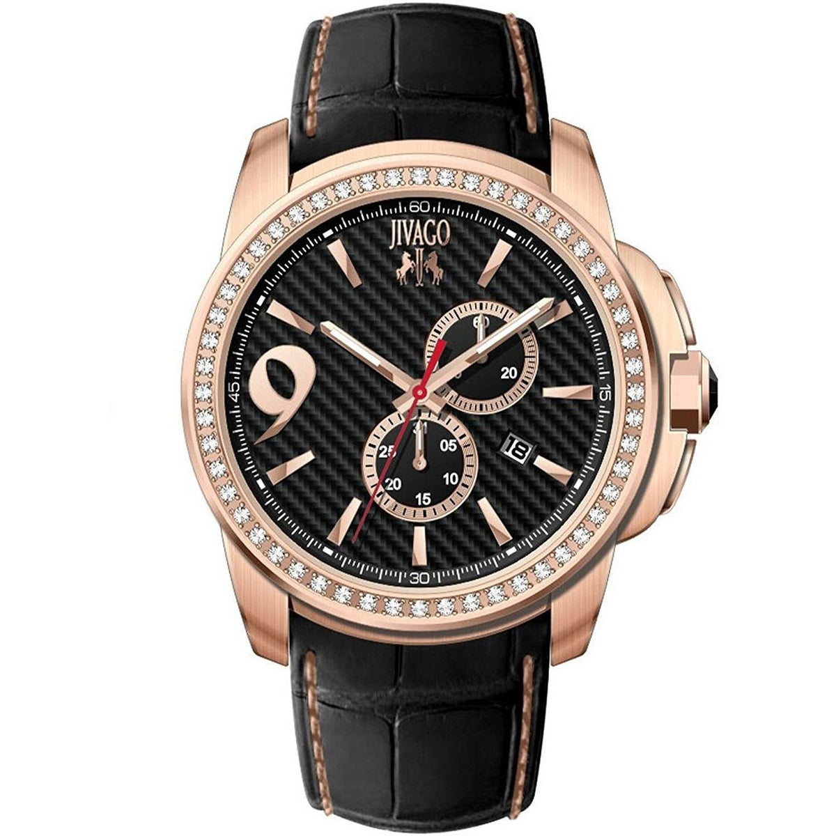 Jivago Men&#39;s JV1530 Gliese Black Leather Watch