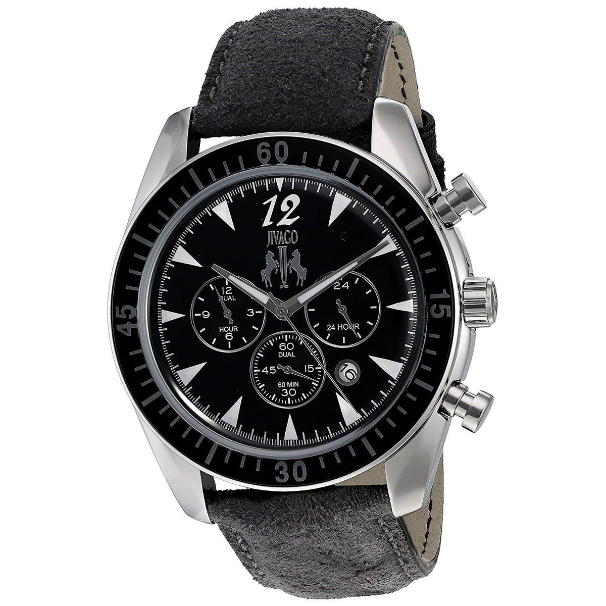 Jivago Men's JV4511 Timeless Chronograph Black Leather Watch