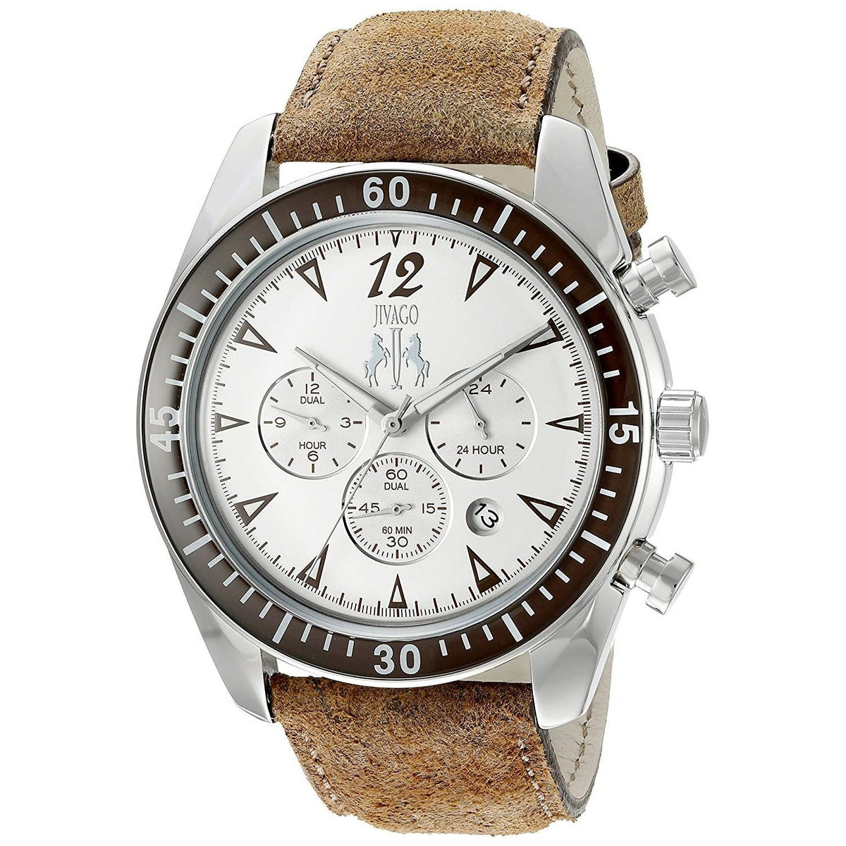 Jivago Men's JV4512 Timeless Chronograph Black Leather Watch
