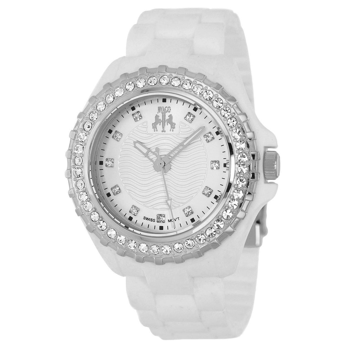 Jivago Women&#39;s JV8213 Cherie Crystal White Silicone Watch