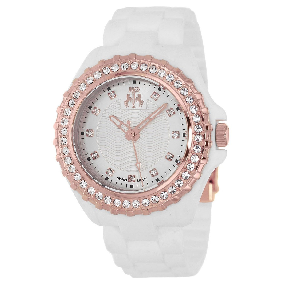 Jivago Women&#39;s JV8215 Cherie Crystal White Silicone Watch