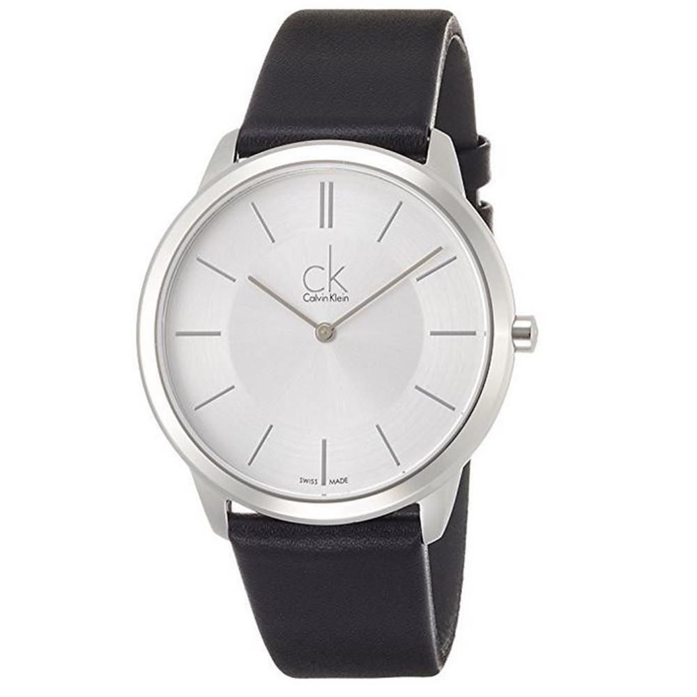 Calvin Klein Men's K3M211C6 Minimal Black Leather Watch