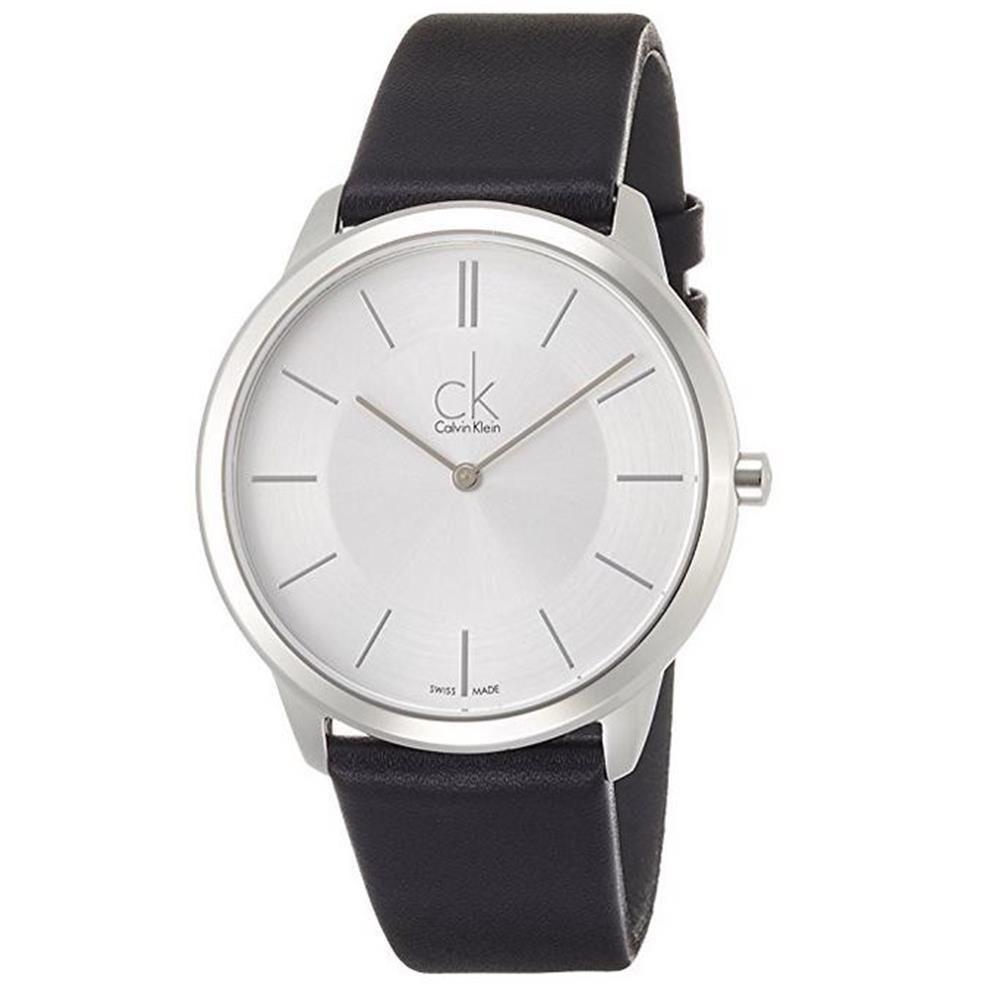 Calvin Klein Men&#39;s K3M211C6 Minimal Black Leather Watch