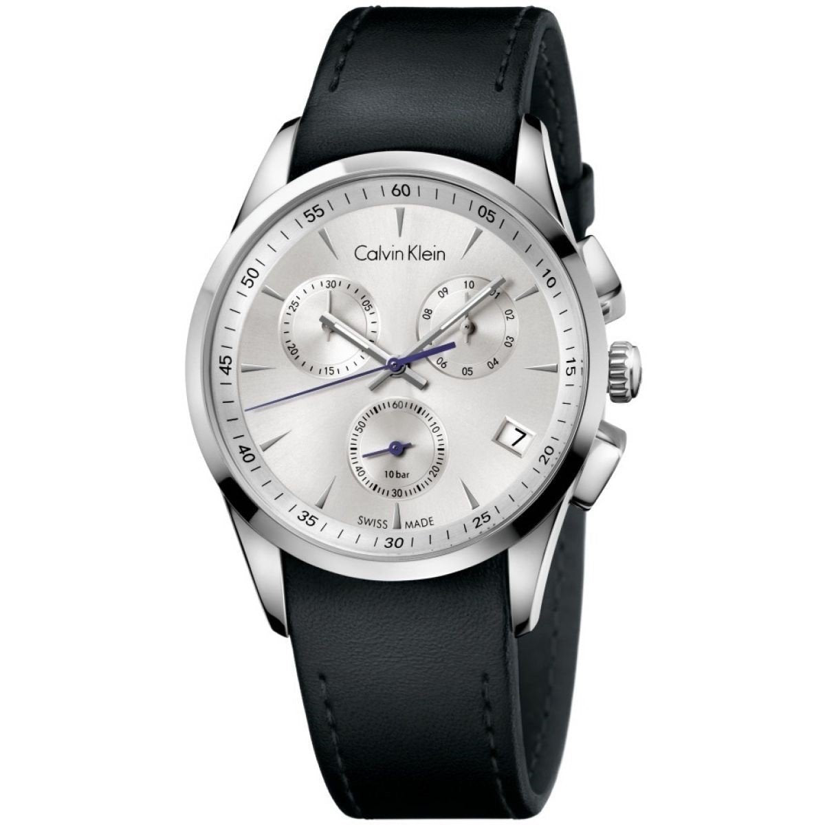 Calvin Klein Men's K5A271C6 Bold Chronograph Black Leather Watch