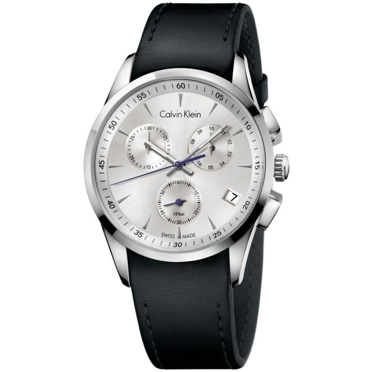 Calvin Klein Men&#39;s K5A271C6 Bold Chronograph Black Leather Watch