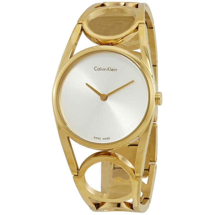Calvin Klein Women&#39;s K5U2S546 Round Gold-Tone Stainless Steel Watch