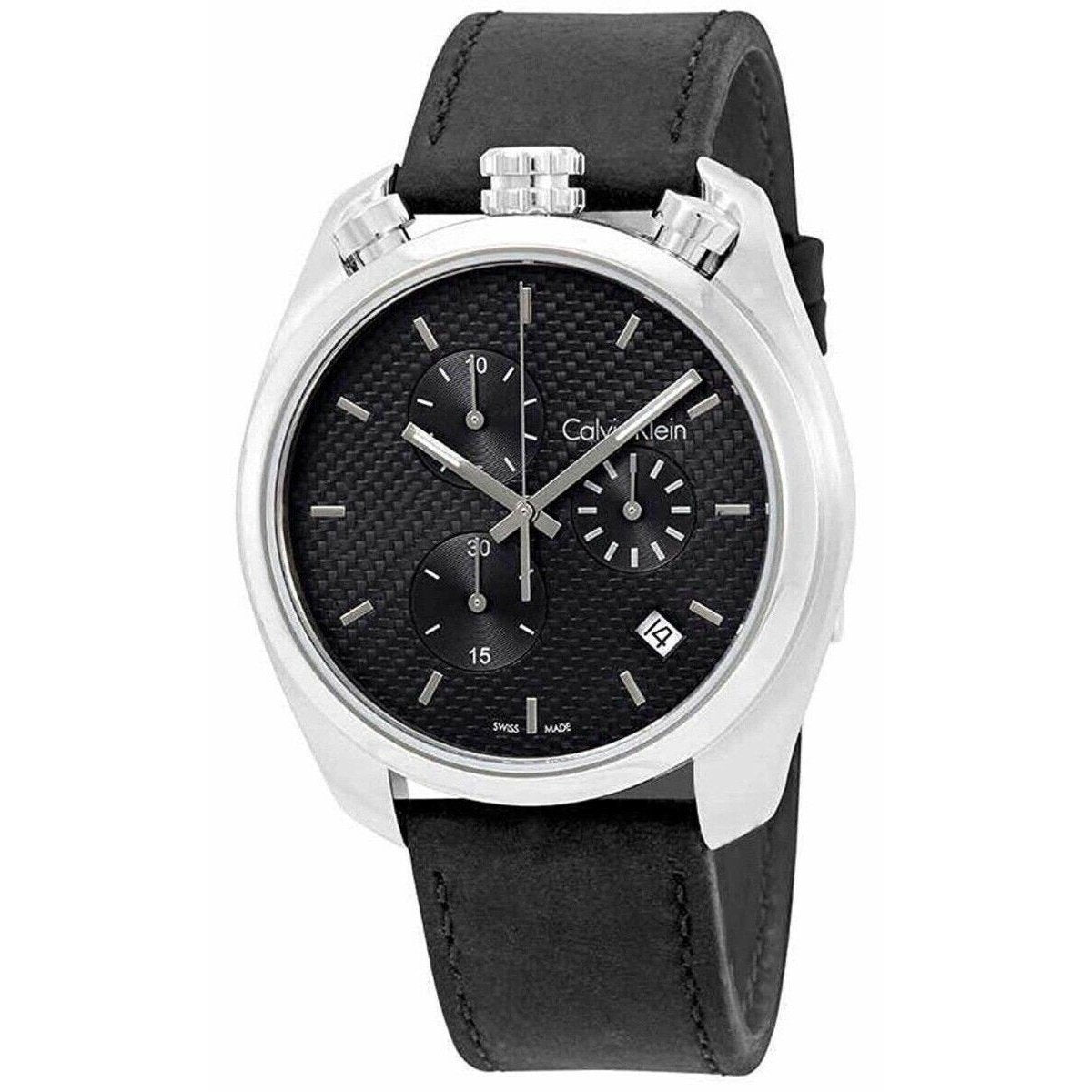 Calvin Klein Men's K6Z371C4 Control Chronograph Black Leather Watch