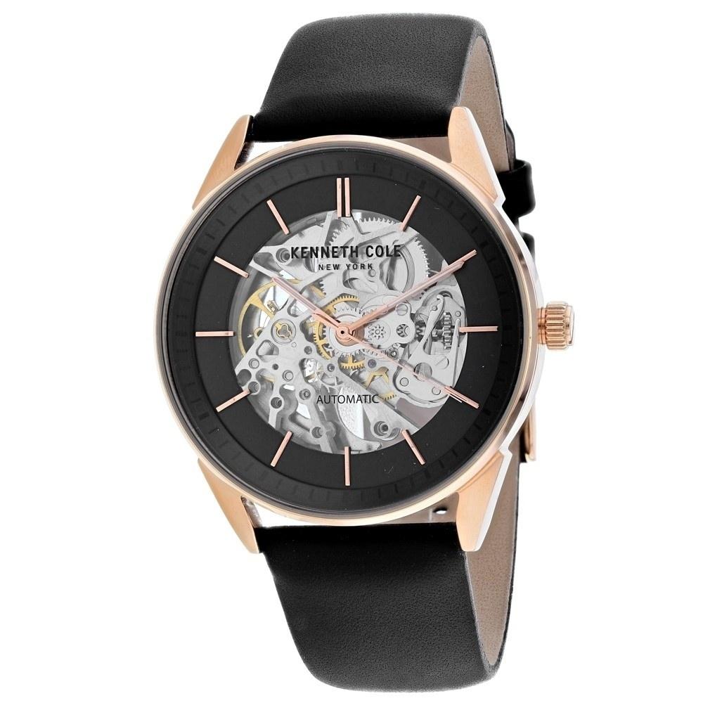 Kenneth Cole Men's KC50192001 Skeleton Black Leather Watch
