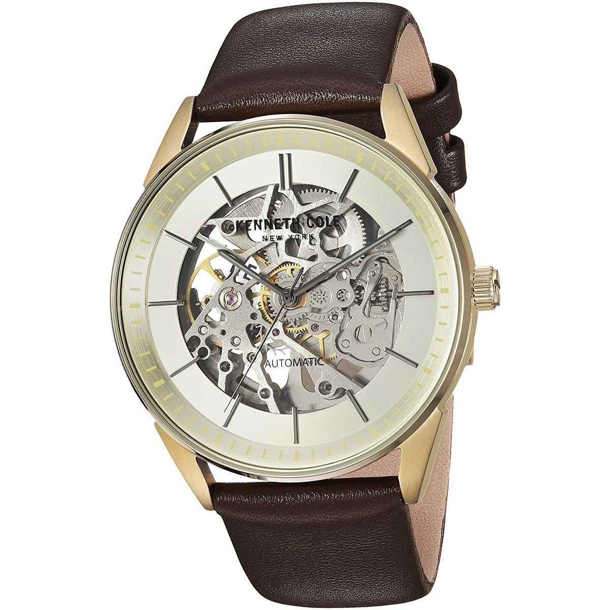 Kenneth Cole Men's KC50192004 Skeleton Brown Leather Watch