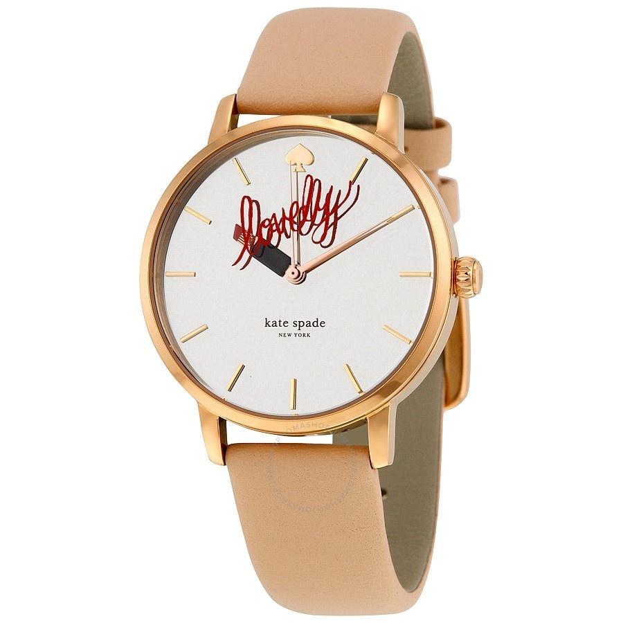 Kate Spade Women's KSW1054 Metro Lovely Lipstick Brown Leather Watch
