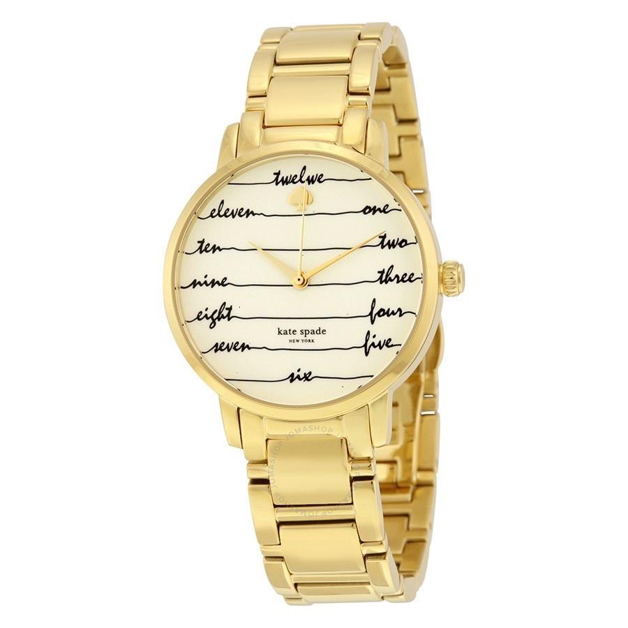 Kate Spade Women's KSW1060 Metro Calligraphic Gold-Tone Stainless Steel Watch