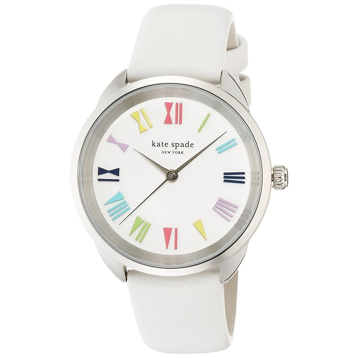 Kate Spade Women's KSW1092 Crosstown Bow Roman Font White Leather Watch