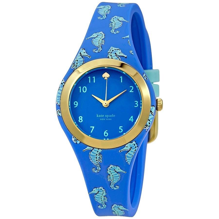 Kate Spade Women's KSW1109 Rumsey Seahorse Print Blue Silicone Watch
