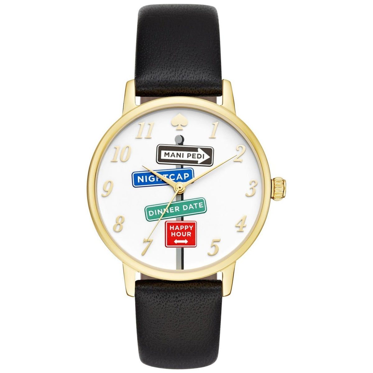 Kate Spade Women's KSW1128 Metro Novelty Sign Post Black Leather Watch