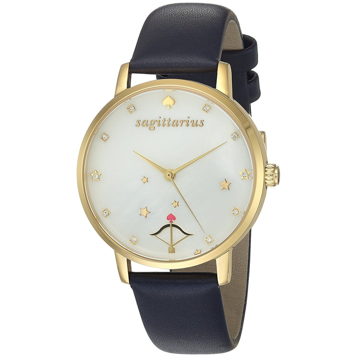 Kate Spade Women's KSW1195 Metro Sagittarius Crystal Blue Leather Watch