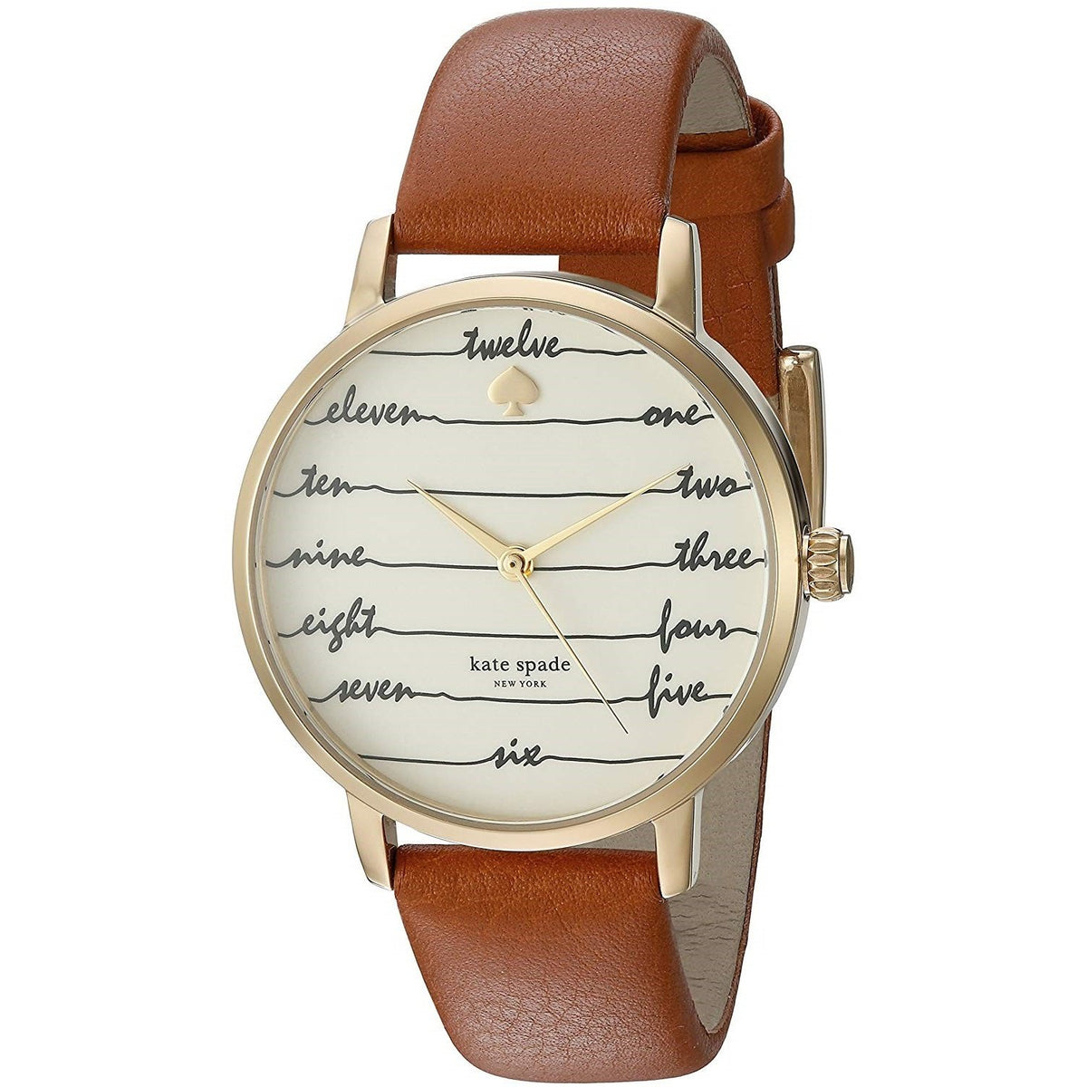 Kate Spade Women's KSW1237 Metro Scripted Numbers Brown Leather Watch