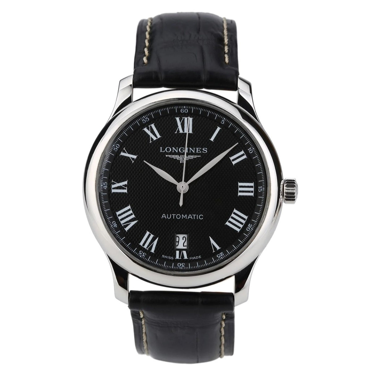Longines Men&#39;s L2.628.4.51.7 Master Collection Black Leather Watch