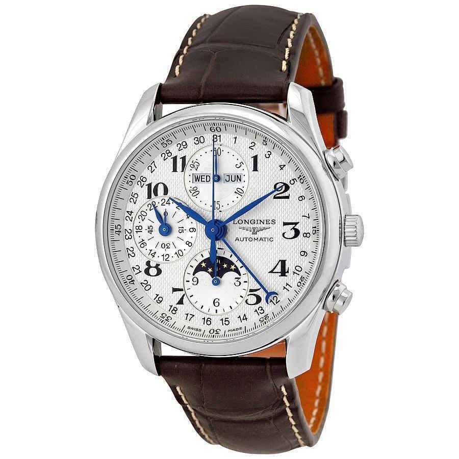 Longines Men&#39;s L2.673.4.78.3 Master Collection Complete Calendar Date Scale Around the Outer Rim,Chronograph Brown Leather Watch