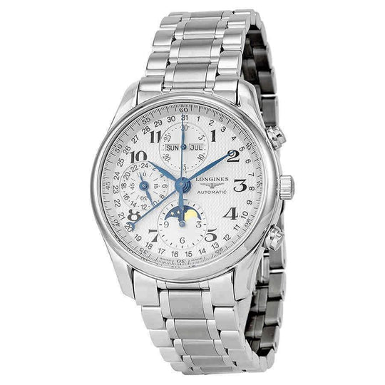 Longines Men's L2.673.4.78.6 Master Collection Complete Calendar Date Scale Around the Outer Rim,Chronograph Stainless Steel Watch