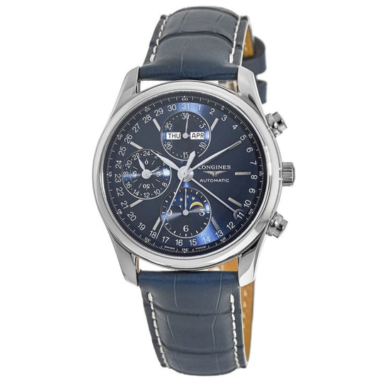 Longines Men's L2.673.4.92.0 Master Collection Chronograph Blue Leather Watch