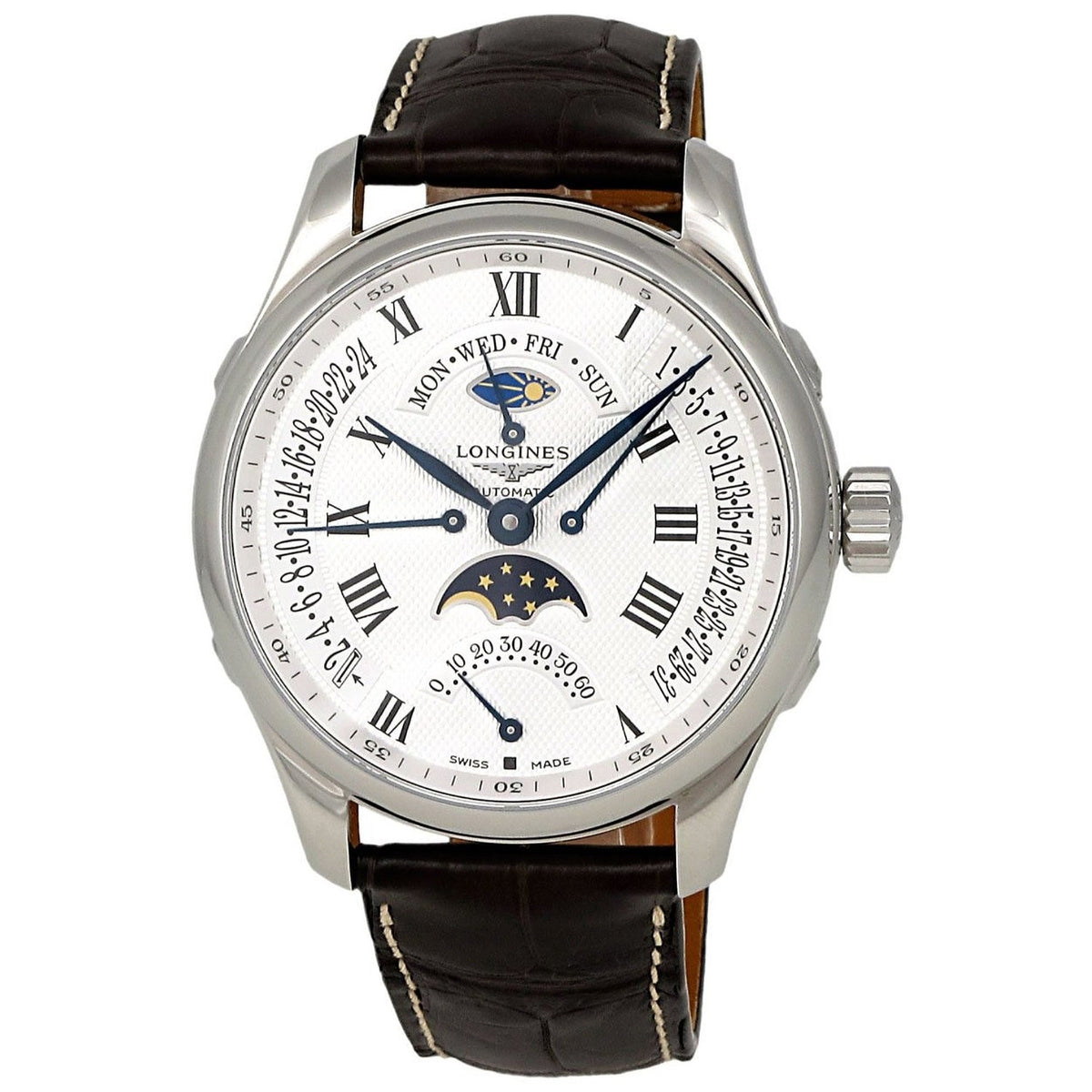 Longines Men&#39;s L2.739.4.71.3 Master Collection Chronograph Brown Leather Watch