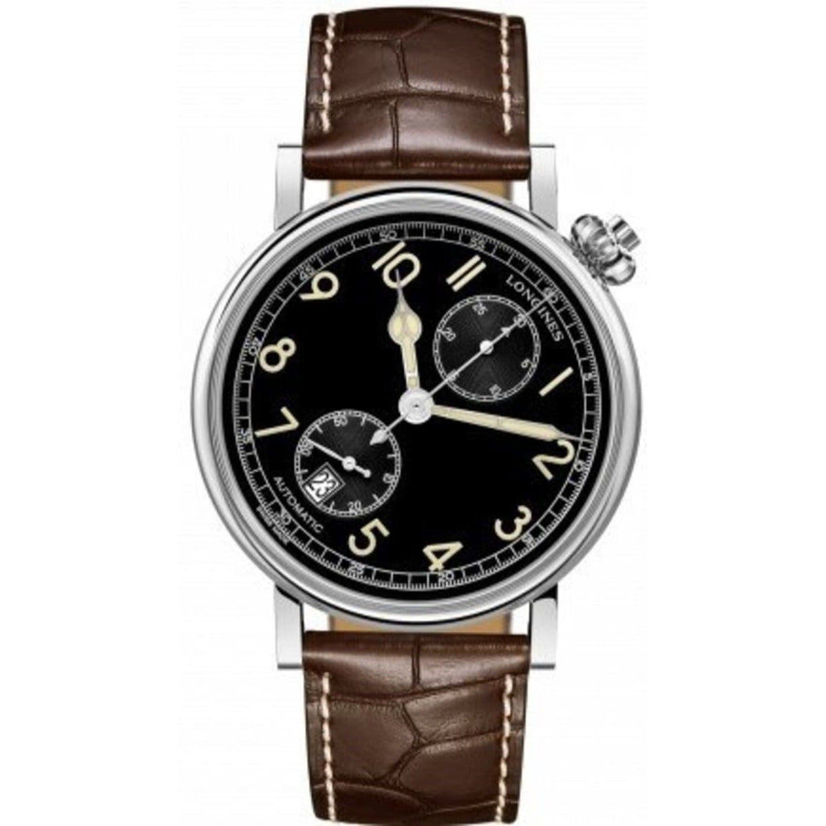 Longines Men's L2.812.4.53.2 Avigation Chronograph Brown Leather Watch