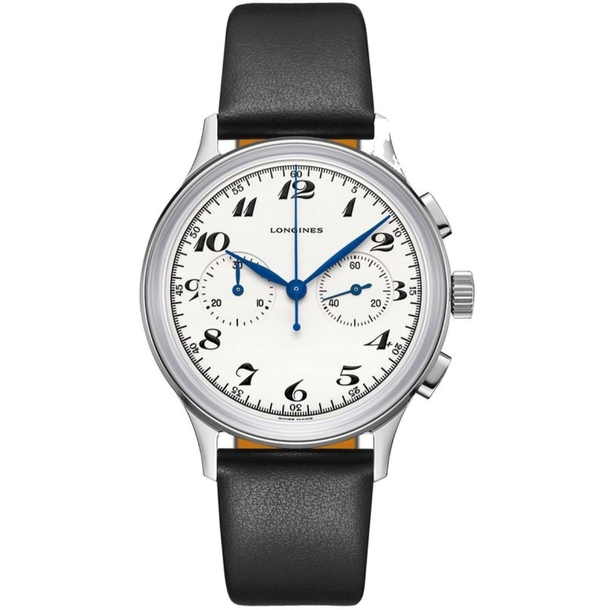 Longines Men's L2.827.4.73.0 Heritage Chronograph Black Leather Watch