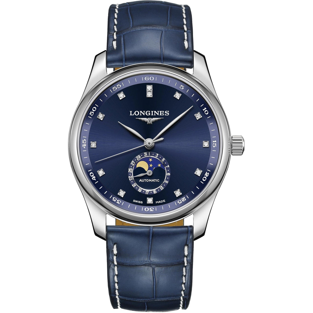 Longines Men's L2.909.4.97.0 Master Collection Blue Leather Watch